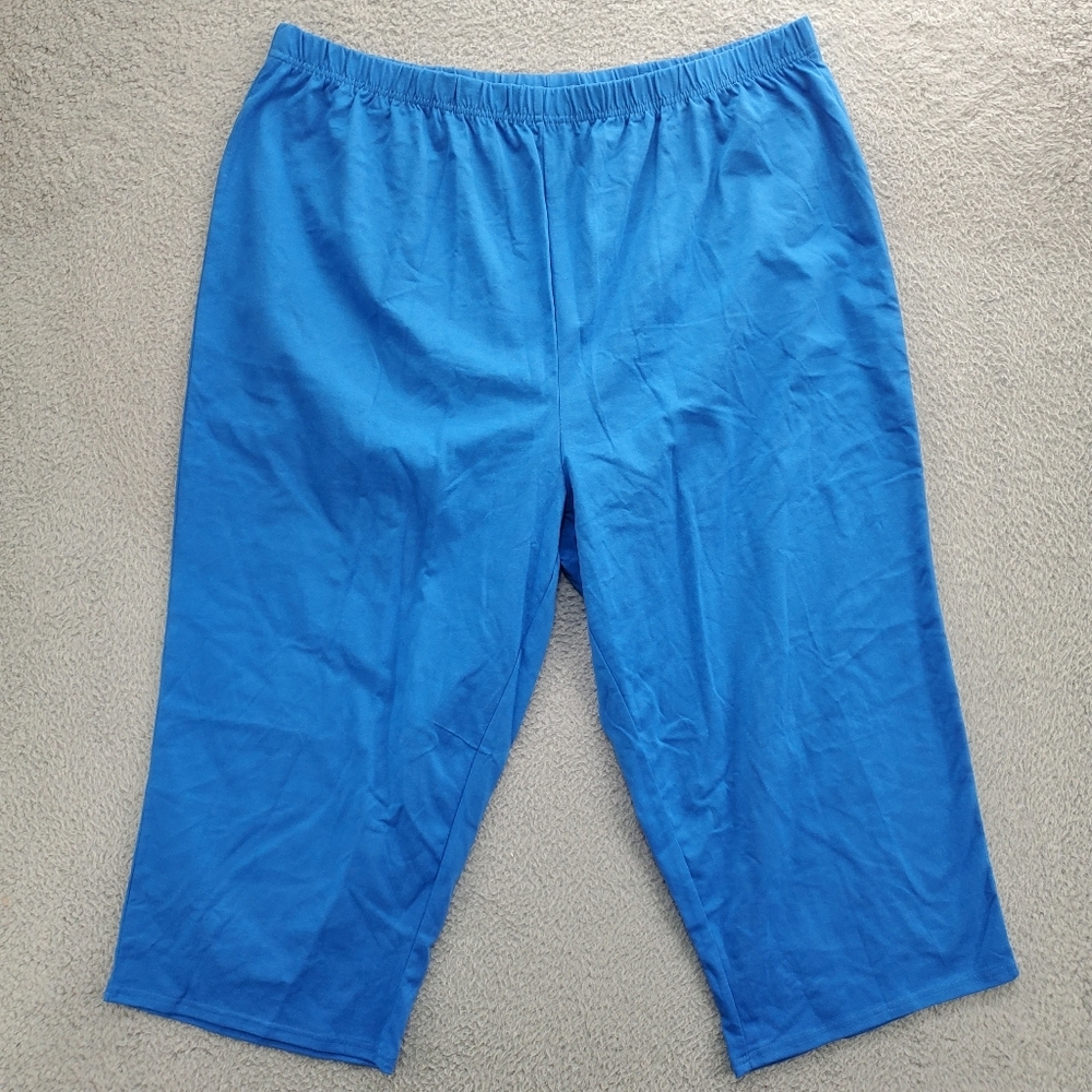 Woman Within Capri Pants Plus Size 1X Blue Pull On Stretch